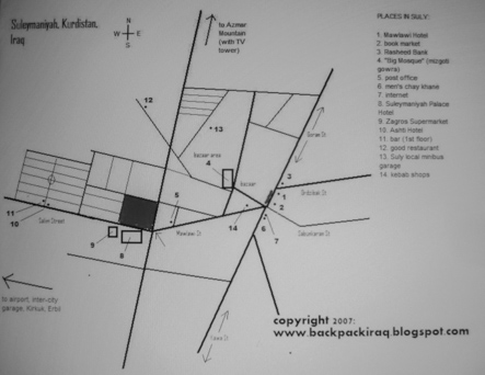 Map of Suleymaniyah, Kurdistan, Iraq